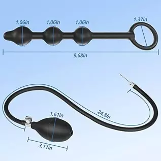 Expand Inflatable Anal Butt Plug Silicone Anal Beads with 3 Balls Detachable Needle Adjustable Size Adult Sex Toy for Gay Lesbia