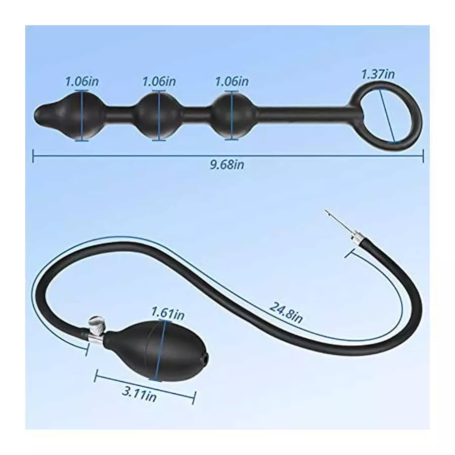 Expand Inflatable Anal Butt Plug Silicone Anal Beads with 3 Balls Detachable Needle Adjustable Size Adult Sex Toy for Gay Lesbia
