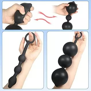 Expand Inflatable Anal Butt Plug Silicone Anal Beads with 3 Balls Detachable Needle Adjustable Size Adult Sex Toy for Gay Lesbia