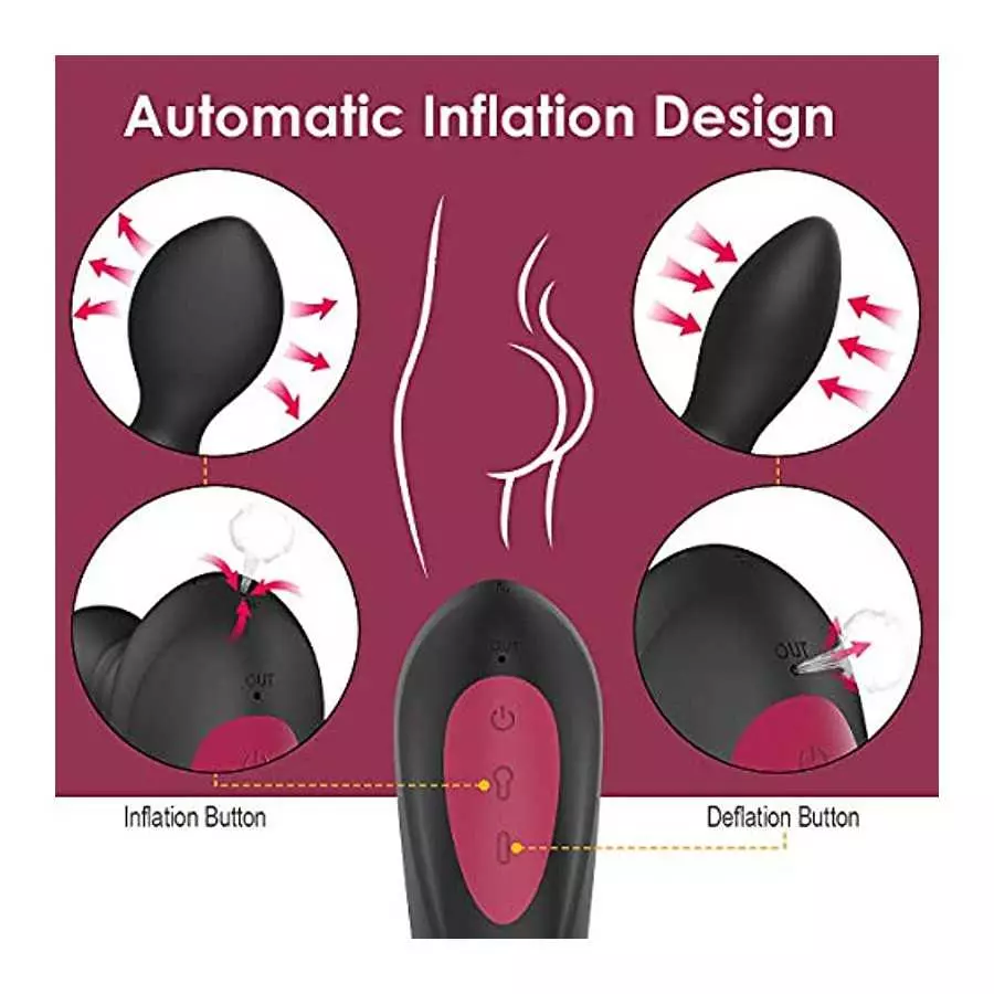 Automatic Inflatable Anal Vibrator - BOMBEX Eric Prostate Massager with 10 Vibrating & Expand Modes, Silicone Rechargeable Vibra