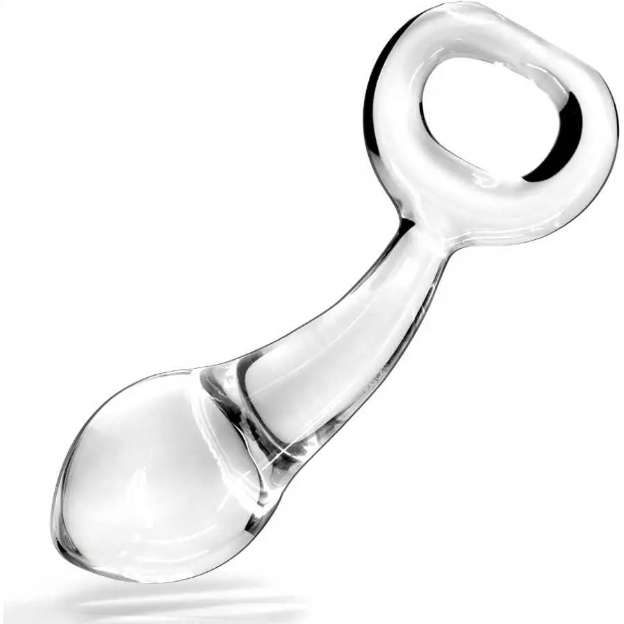Glass Butt Plug with Pull Loop Anal Plug Prostate Massager with Spiral Texture, Long Neck and Tapered Head Fetish Anal Dilator M Glass Butt Plug with Pull Loop Anal Plug Prostate Massager with Spiral Texture, Long Neck and Tapered Head Fetish Anal Dilator M