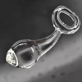 Glass Butt Plug with Pull Loop Anal Plug Prostate Massager with Spiral Texture, Long Neck and Tapered Head Fetish Anal Dilator M Glass Butt Plug with Pull Loop Anal Plug Prostate Massager with Spiral Texture, Long Neck and Tapered Head Fetish Anal Dilator M