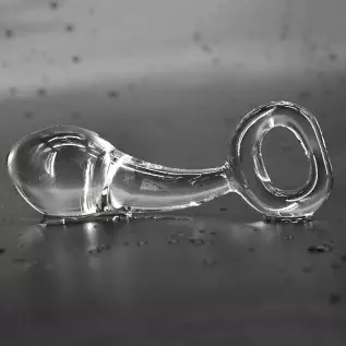 Glass Butt Plug with Pull Loop Anal Plug Prostate Massager with Spiral Texture, Long Neck and Tapered Head Fetish Anal Dilator M Glass Butt Plug with Pull Loop Anal Plug Prostate Massager with Spiral Texture, Long Neck and Tapered Head Fetish Anal Dilator M
