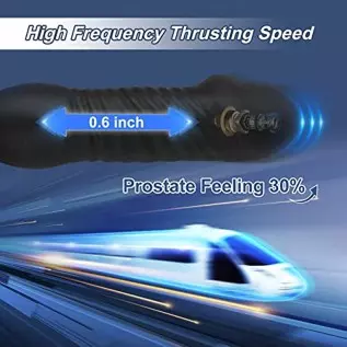 Thrusting Anal Vibrator Prostate Massager with Penis Ring Vibrating Dildo Anal Toy Butt Plug with 3 Thrust & 16 Vibration Modes,