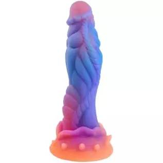 9.5 Inches Silicone Luminous Monster Dildo, Realistic Wide Dildo with Strong Suction Cup Anal Plug for Vaginal & Anal Hand-Free 