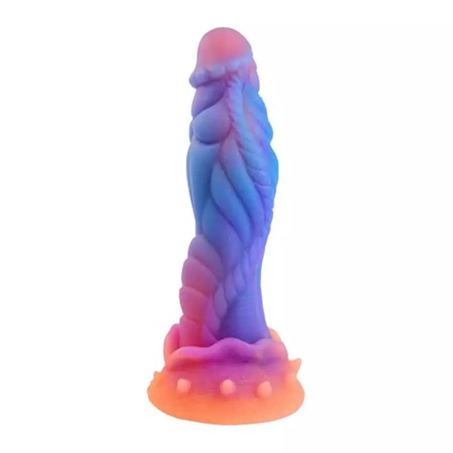 9.5 Inches Silicone Luminous Monster Dildo, Realistic Wide Dildo with Strong Suction Cup Anal Plug for Vaginal & Anal Hand-Free 