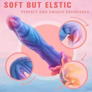 9.5 Inches Silicone Luminous Monster Dildo, Realistic Wide Dildo with Strong Suction Cup Anal Plug for Vaginal & Anal Hand-Free 