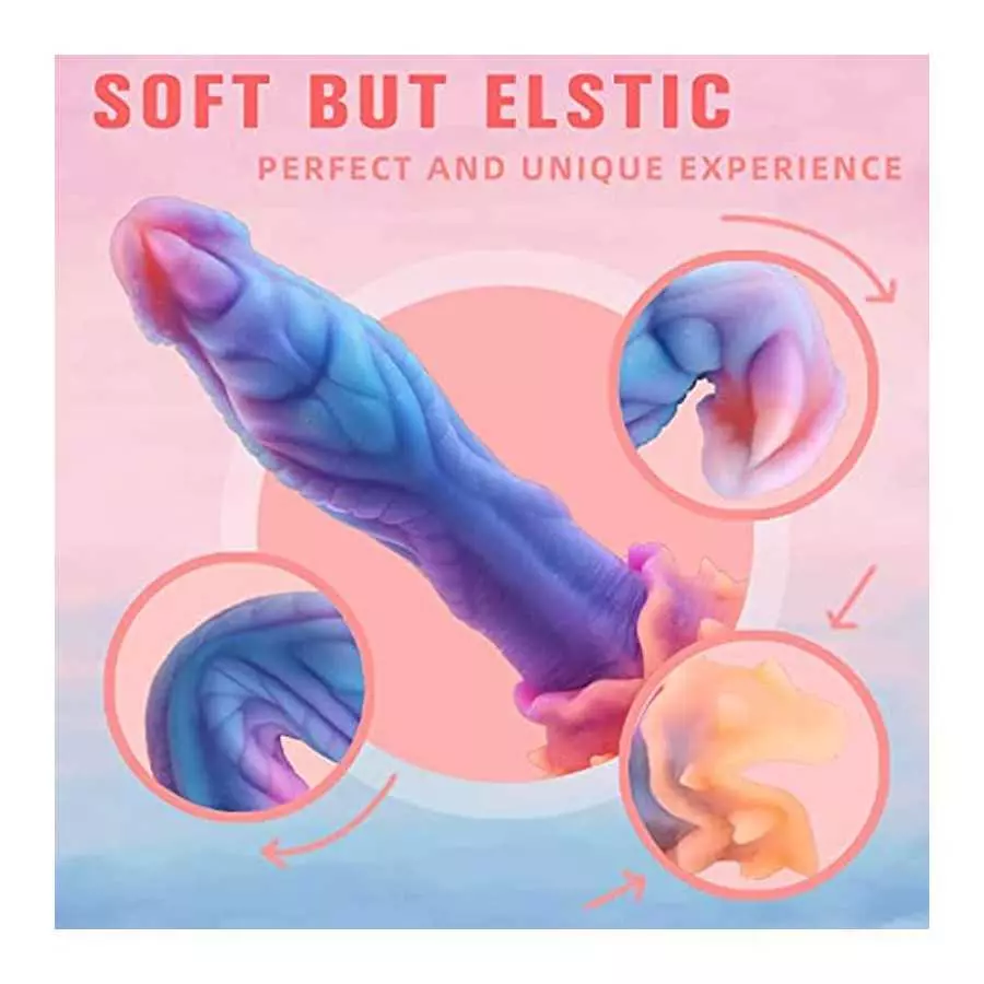 9.5 Inches Silicone Luminous Monster Dildo, Realistic Wide Dildo with Strong Suction Cup Anal Plug for Vaginal & Anal Hand-Free 