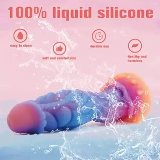 9.5 Inches Silicone Luminous Monster Dildo, Realistic Wide Dildo with Strong Suction Cup Anal Plug for Vaginal & Anal Hand-Free 