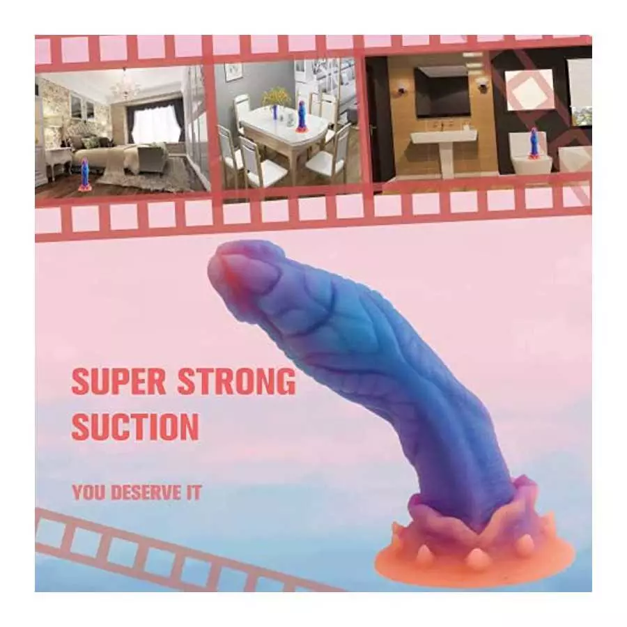 9.5 Inches Silicone Luminous Monster Dildo, Realistic Wide Dildo with Strong Suction Cup Anal Plug for Vaginal & Anal Hand-Free 