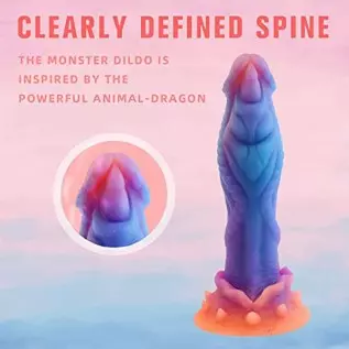 9.5 Inches Silicone Luminous Monster Dildo, Realistic Wide Dildo with Strong Suction Cup Anal Plug for Vaginal & Anal Hand-Free 
