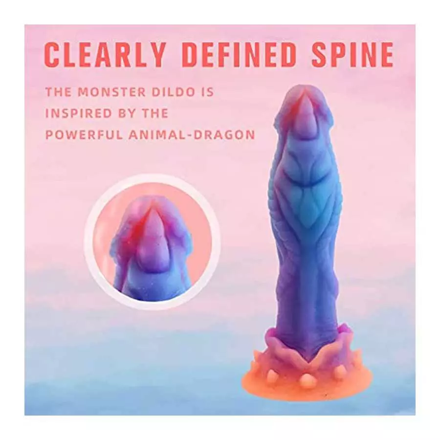 9.5 Inches Silicone Luminous Monster Dildo, Realistic Wide Dildo with Strong Suction Cup Anal Plug for Vaginal & Anal Hand-Free 