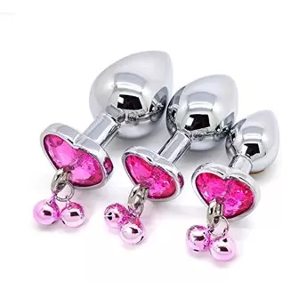 3 Pcs Anal Butt Plug Kit with Little Bells, Waterproof Stainless Steel Anus Dilator with Different Sizes, Adult Anal Trainer Sex