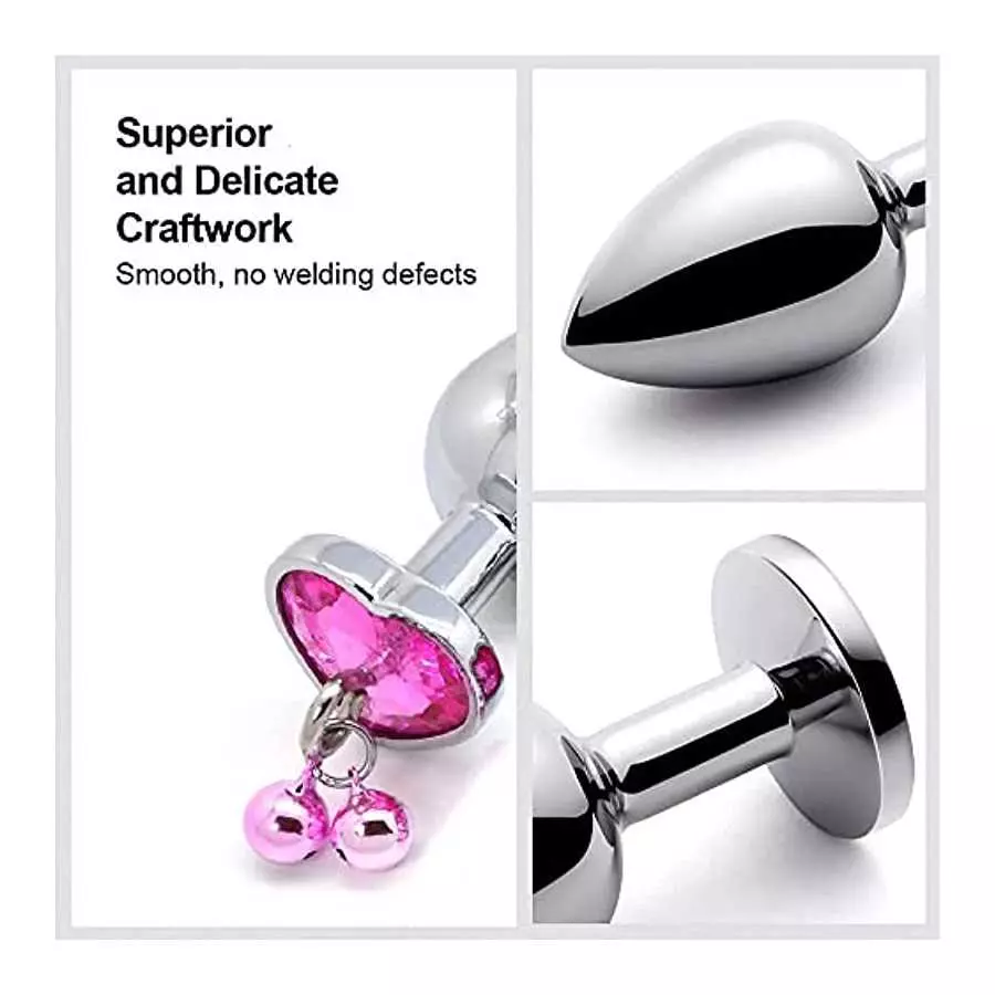 3 Pcs Anal Butt Plug Kit with Little Bells, Waterproof Stainless Steel Anus Dilator with Different Sizes, Adult Anal Trainer Sex