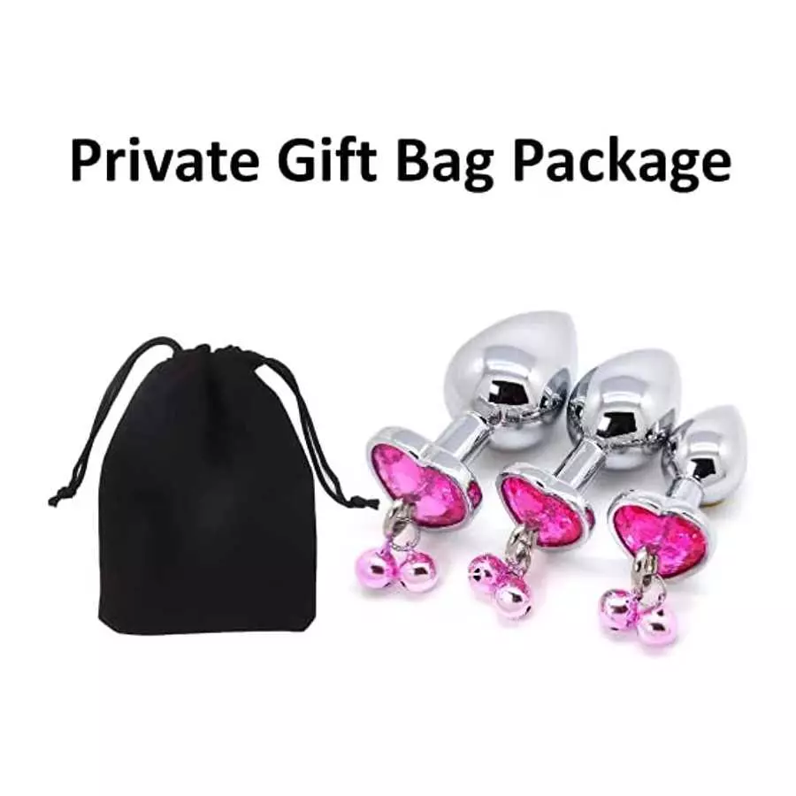 3 Pcs Anal Butt Plug Kit with Little Bells, Waterproof Stainless Steel Anus Dilator with Different Sizes, Adult Anal Trainer Sex