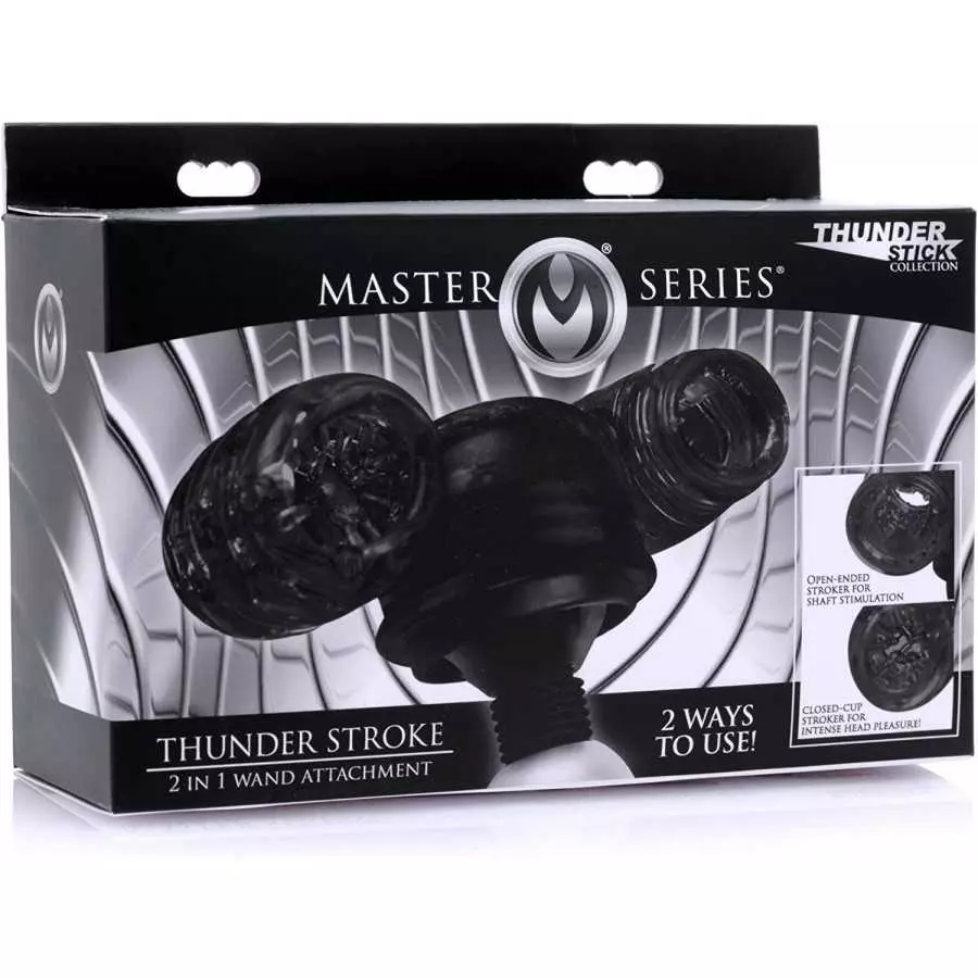 Master Series Thunder Stroke 2 in 1 Wand Masturbation Attachment, Black