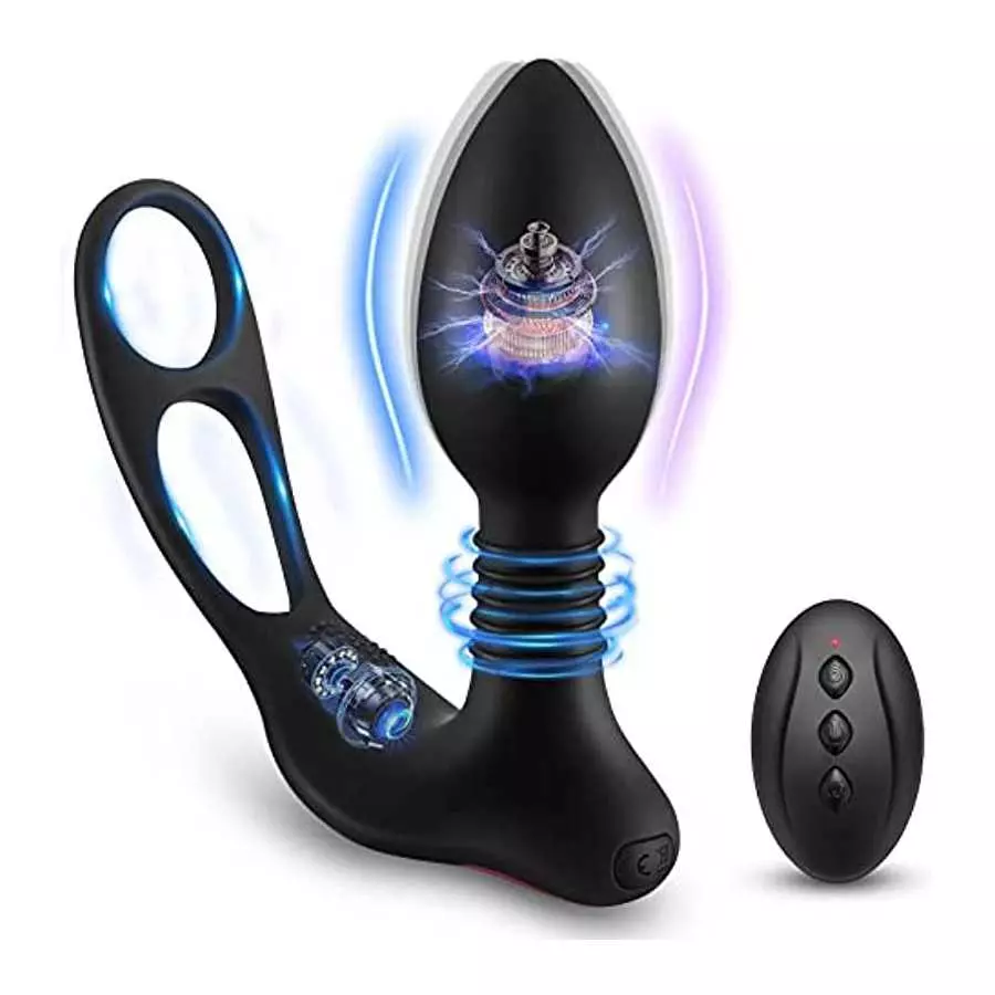 Diweit Prostate Massager Anal Vibrator with 3 in 1 Dual Motor Control 10 Vibration Modes Dual Penis Ring G-spot Vibrator with Re