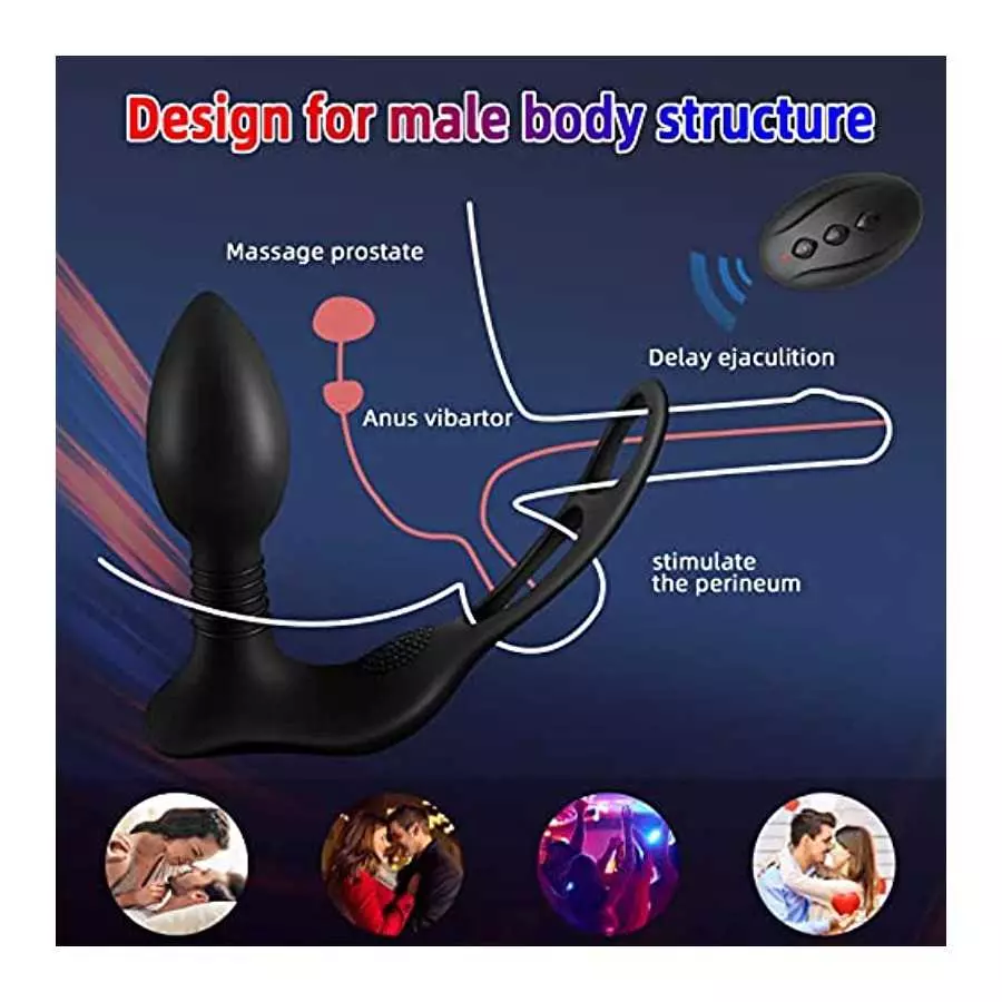 Diweit Prostate Massager Anal Vibrator with 3 in 1 Dual Motor Control 10 Vibration Modes Dual Penis Ring G-spot Vibrator with Re