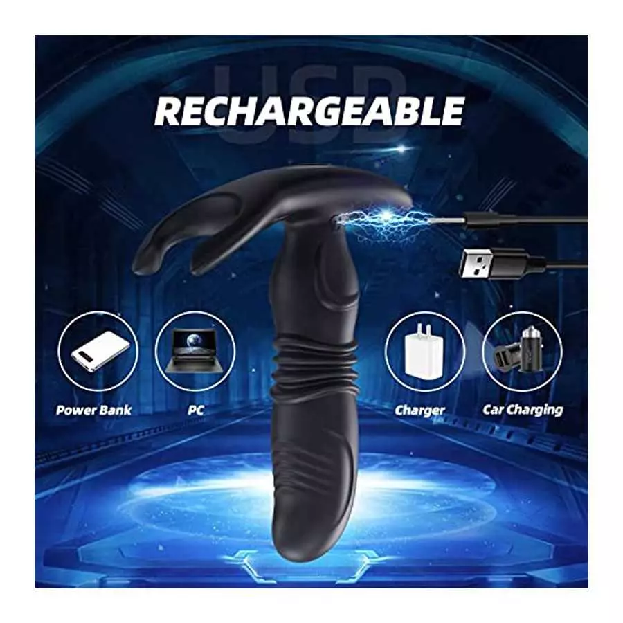 Thrusting Anal Vibrator Sex Toy, Prostate Massager Stimulator with 6 Thrusting & 10 Vibrating Actions, Remote Control G Spot for