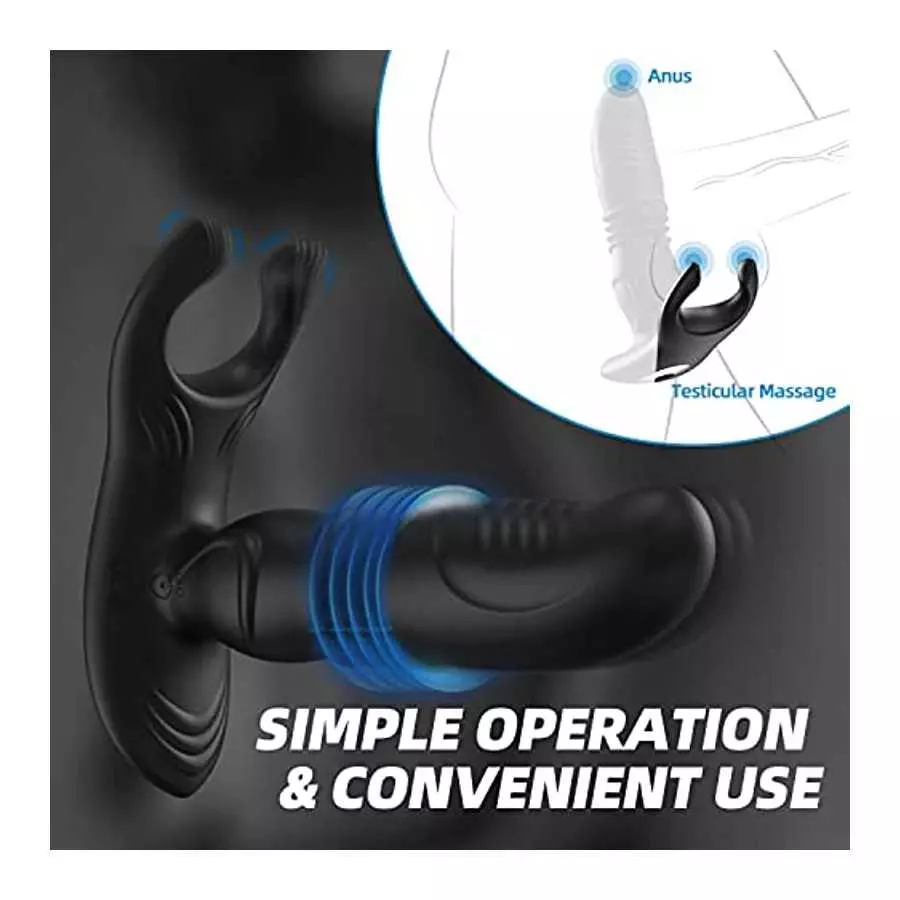 Thrusting Anal Vibrator Sex Toy, Prostate Massager Stimulator with 6 Thrusting & 10 Vibrating Actions, Remote Control G Spot for