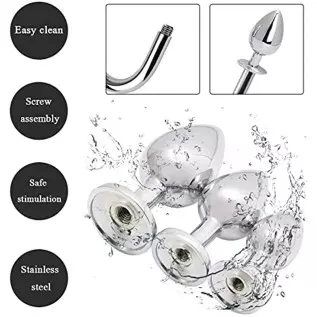 Anal Sex Toys Multifunction 7Pcs Set, Metal Anal Hook，Fox and Rabbit Tail Anal PlugWith，Comes 3 Interchangeable Heart Shape Meta