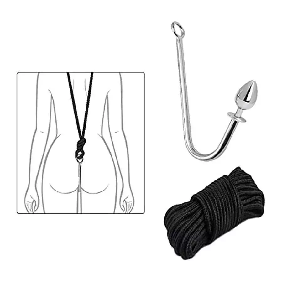 Anal Sex Toys Multifunction 7Pcs Set, Metal Anal Hook，Fox and Rabbit Tail Anal PlugWith，Comes 3 Interchangeable Heart Shape Meta