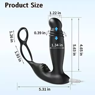 Prostate Massager with Dual Cock Ring, Prostate Toy Prostate Massage Prostate Vibrator with 10 x 5 Modes, Thrusting Vibrating Bu Prostate Massager with Dual Cock Ring, Prostate Toy Prostate Massage Prostate Vibrator with 10 x 5 Modes, Thrusting Vibrating Bu
