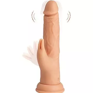 8 Inch Silicone Realistic Vibrating Dildo with Strong Suction Cup,Rabbit Dildo Vibrator with 2 Motors and 10 Vibration Modes,Rab