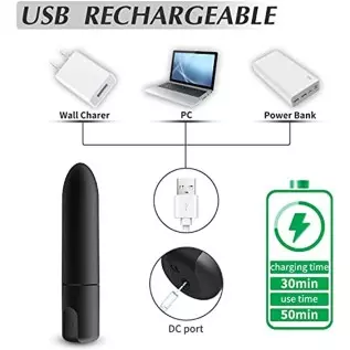 G Spot Bullet Vibrator Clitorals Stimulator - USB Rechargeable for Travel - 10 Modes Portable Waterproof Mini Nipple Vaginal Ana
