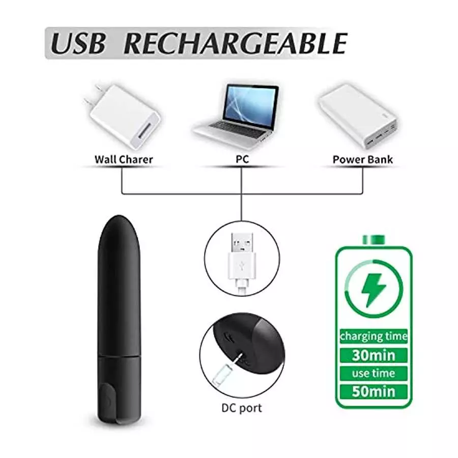 G Spot Bullet Vibrator Clitorals Stimulator - USB Rechargeable for Travel - 10 Modes Portable Waterproof Mini Nipple Vaginal Ana