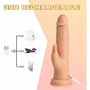 8 Inch Silicone Realistic Vibrating Dildo with Strong Suction Cup,Rabbit Dildo Vibrator with 2 Motors and 10 Vibration Modes,Rab