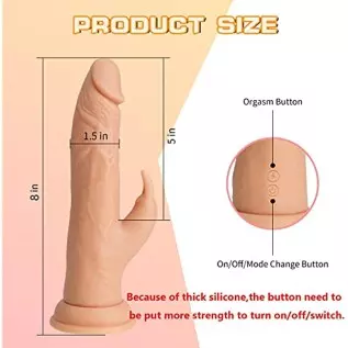 8 Inch Silicone Realistic Vibrating Dildo with Strong Suction Cup,Rabbit Dildo Vibrator with 2 Motors and 10 Vibration Modes,Rab