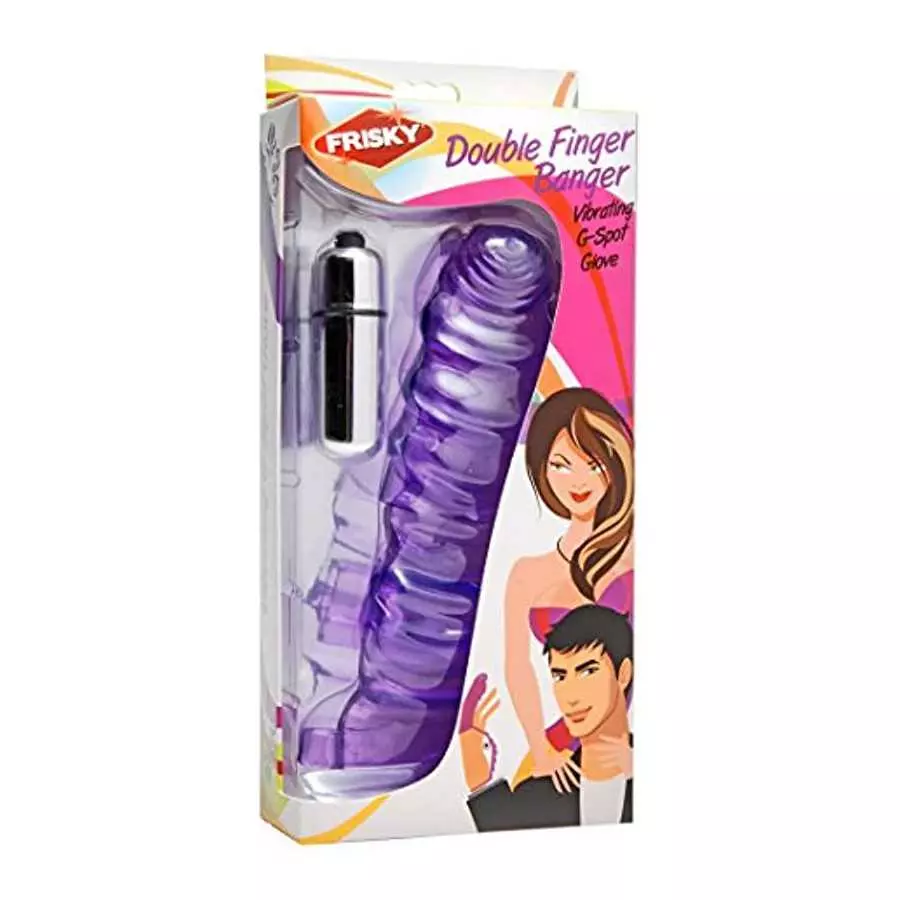 Frisky Double Finger Banger Vibrating G-spot Glove, Assorted (AE593)