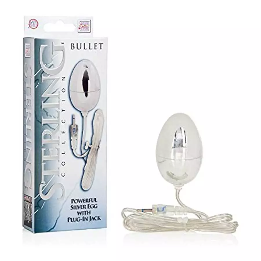 CalExotics Sterling Collection - Wired Bullet Egg Vibrator - Sex Toys for Couples, Adult Vibe Massager - Silver