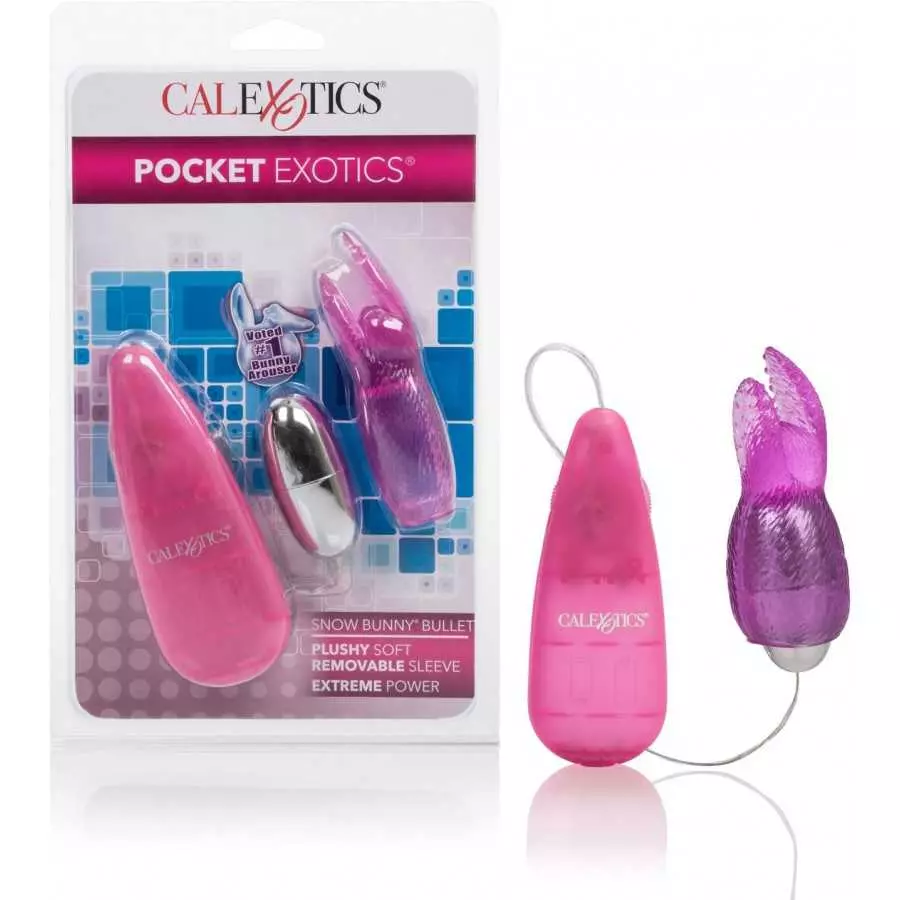 CalExotics Pocket Exotics Bunny Bullet - Vibrator with Rabbit Tickler - Sex Toys for Couples - Adult Vibe Egg Massager - Pink
