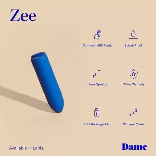 Dame Products Zee Handheld Portable Small Massager, Strong Massaging, Water Resistant Bullet - Citrus Color Dame Products Zee Handheld Portable Small Massager, Strong Massaging, Water Resistant Bullet - Citrus Color