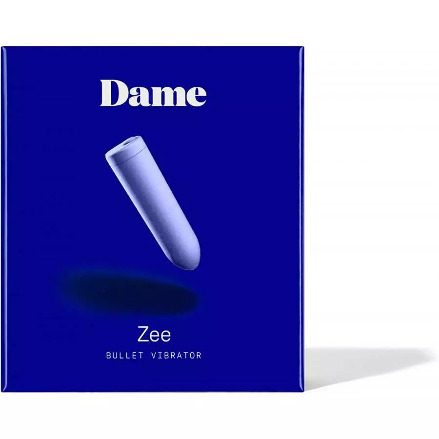 Dame Products Zee Handheld Portable Small Massager, Strong Massaging, Water Resistant Bullet - Citrus Color