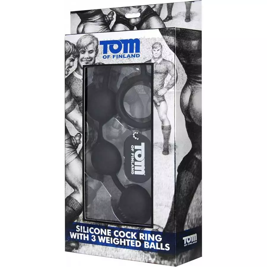 Tom of Finland Silicone Cock Ring with 3 Weighted Balls