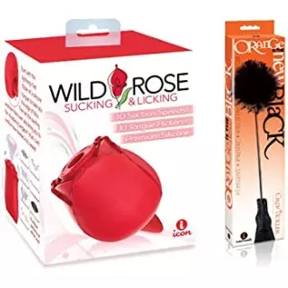 Sexy Gift Set Bundle of Wild Rose and Tongue and Icon Brands Orange is The New Black, Riding Crop & Tickler