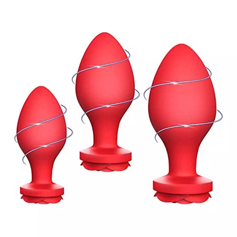 Rose Toys Anal Plug Sex Stimulator for Women, Silicone Butt Plug High-End Training Kit, Adult Sex Toy, 3 Pack Different Size Lux