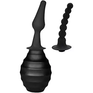 Enema Bulb, Anal Cleaner with 2 Replaceable Nozzles 380ml Silicone Unisex Shower Douche System for Anal Vaginal Cleaning