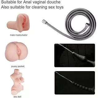 Enema Bulb, Anal Cleaner with 2 Replaceable Nozzles 380ml Silicone Unisex Shower Douche System for Anal Vaginal Cleaning