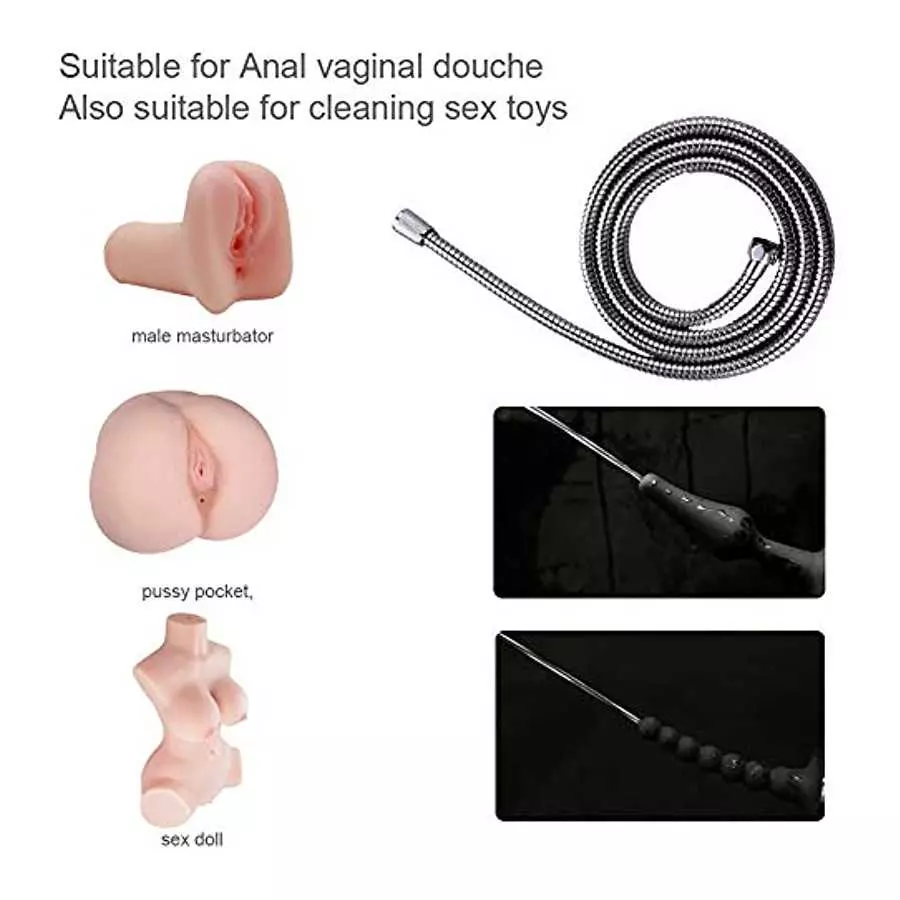Enema Bulb, Anal Cleaner with 2 Replaceable Nozzles 380ml Silicone Unisex Shower Douche System for Anal Vaginal Cleaning