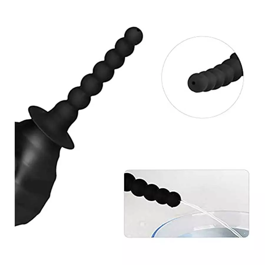 Enema Bulb, Anal Cleaner with 2 Replaceable Nozzles 380ml Silicone Unisex Shower Douche System for Anal Vaginal Cleaning