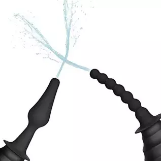 Enema Bulb, Anal Cleaner with 2 Replaceable Nozzles 380ml Silicone Unisex Shower Douche System for Anal Vaginal Cleaning