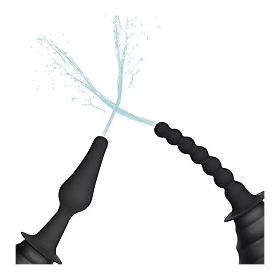 Enema Bulb, Anal Cleaner with 2 Replaceable Nozzles 380ml Silicone Unisex Shower Douche System for Anal Vaginal Cleaning