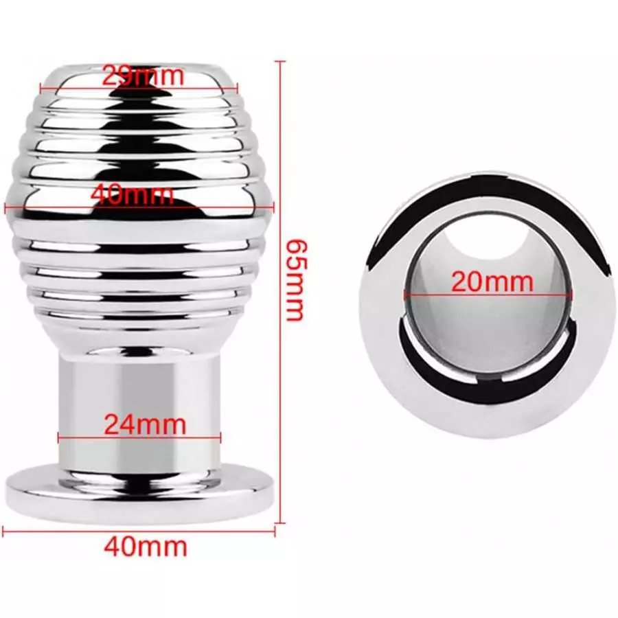 Metal Thread Hollow Enema Anal Plug Anal Dilation Vaginal Dilator, Anus Peep Adult Sex Toy(M)