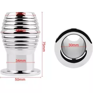 Metal Thread Hollow Enema Anal Plug Anal Dilation Vaginal Dilator, Anus Peep Adult Sex Toy(M)