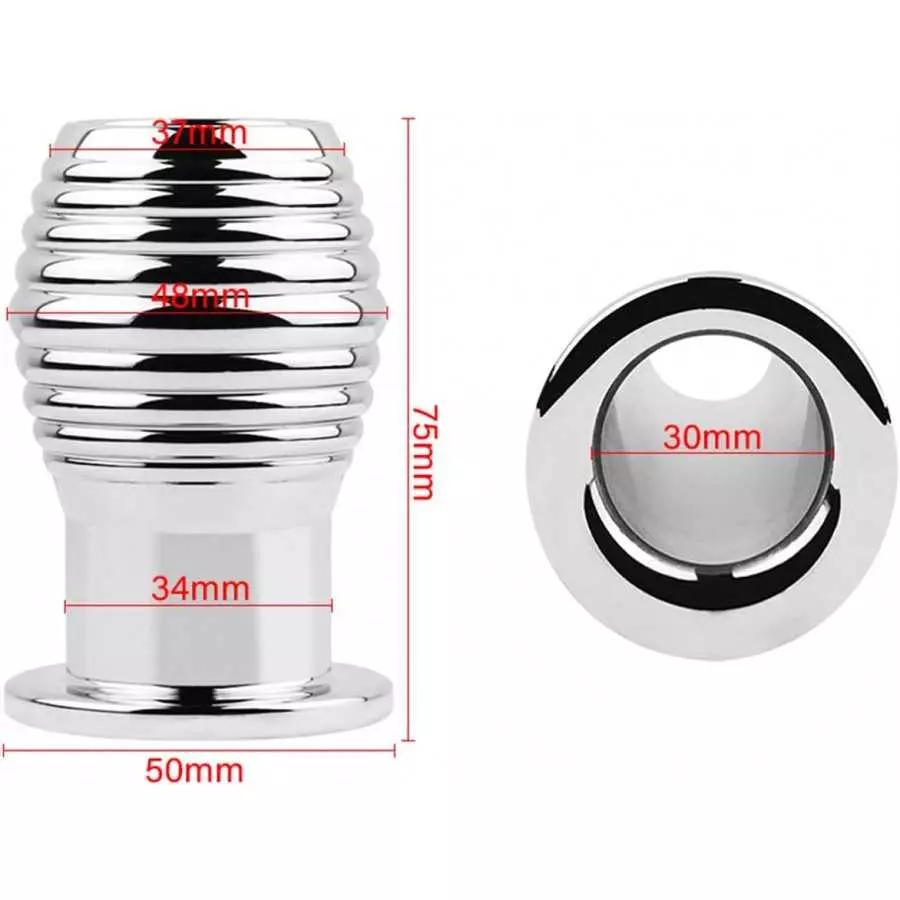 Metal Thread Hollow Enema Anal Plug Anal Dilation Vaginal Dilator, Anus Peep Adult Sex Toy(M)