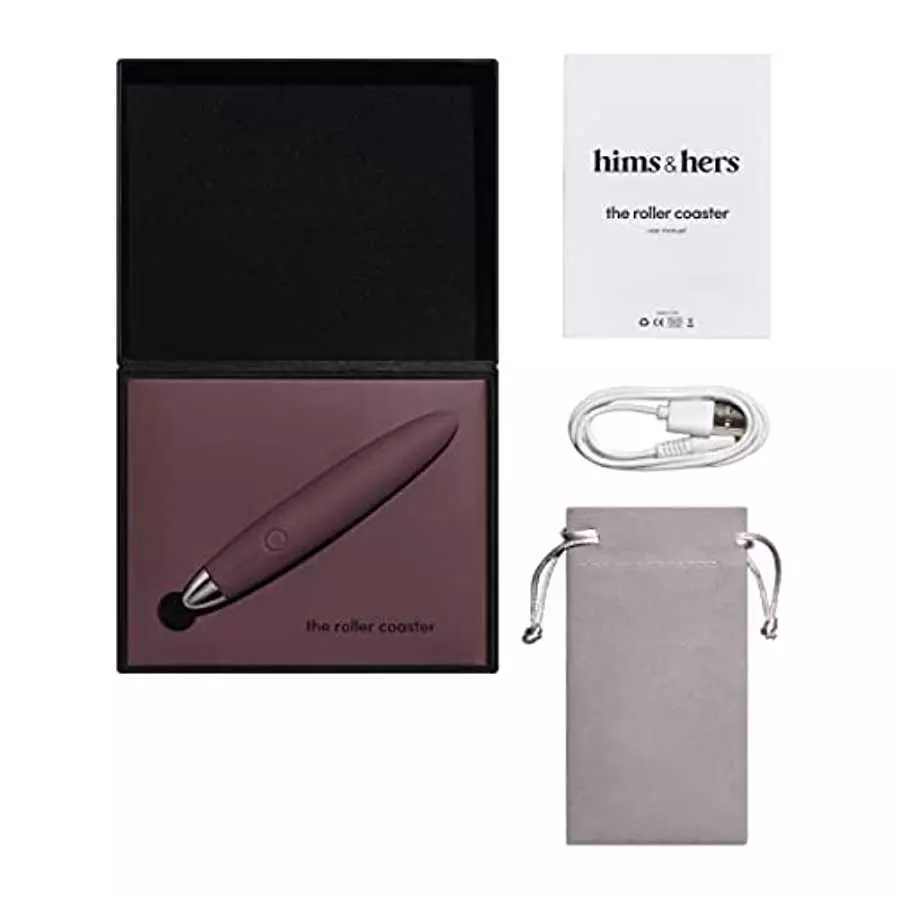 hims & hers Roller Coaster Bullet Vibrator with 3 Vibration Patterns, Compact 5 inch Design, USB-Rechargeable Lithium Battery, M